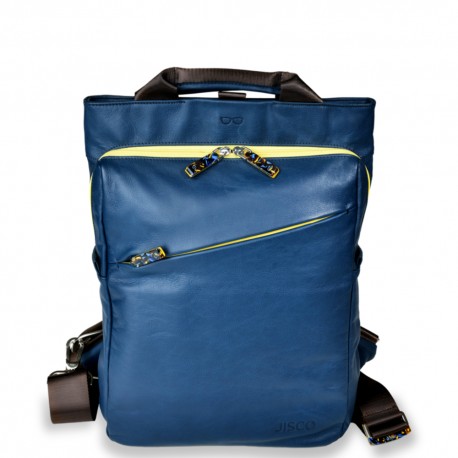 Backpack Shopper in Navy and Yellow
